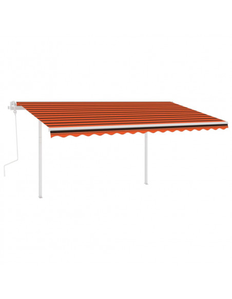 Tenda da Sole Retrattile Manuale LED 4,5x3,5 m Arancio Marrone