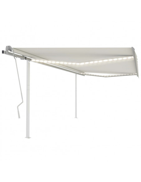 Tenda da Sole Retrattile Manuale con LED 4,5x3,5 m Crema