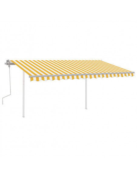 Tenda da Sole Retrattile Manuale con LED 4,5x3,5m Gialla Bianca