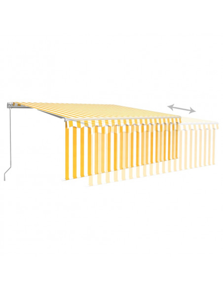 Tenda Sole Retrattile Manuale Parasole e LED 4x3m Gialla Bianca