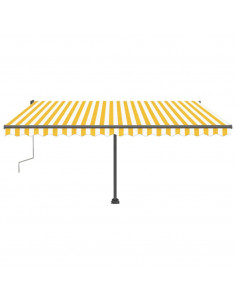 Tenda da Sole Retrattile Manuale e LED 400x300cm Gialla Bianca 2