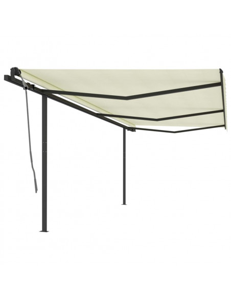 Tenda da Sole Retrattile Manuale con Pali 6x3 m Crema