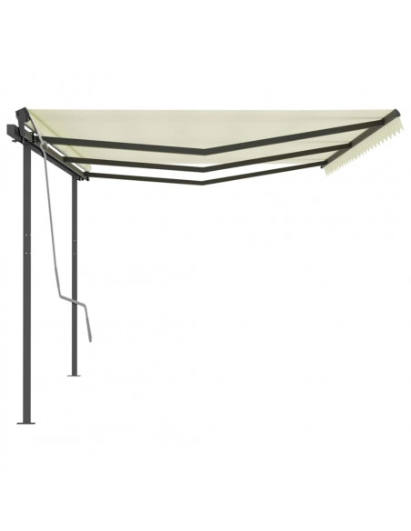 Tenda da Sole Retrattile Manuale con Pali 6x3 m Crema