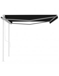 Tenda da Sole Retrattile Automatica con Pali 4x3 m Antracite 2