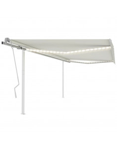 Tenda da Sole Retrattile Manuale con LED 4x3 m Crema 2