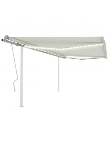 Tenda da Sole Retrattile Manuale con LED 4x3 m Crema