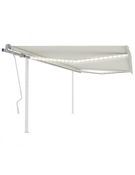 Tenda da Sole Retrattile Manuale con LED 4x3 m Crema