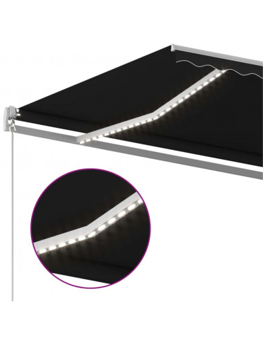 Tenda da Sole Retrattile Manuale con LED 400x300 cm Antracite