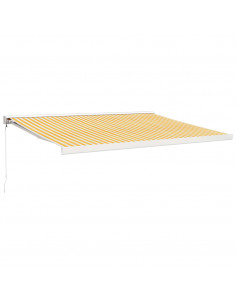 Tenda Sole Retrattile Gialla e Bianca 4x3 m Tessuto e Alluminio 2