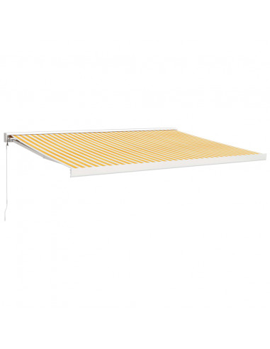 Tenda Sole Retrattile Gialla e Bianca 4x3 m Tessuto e Alluminio
