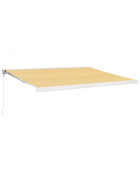 Tenda Sole Retrattile Gialla e Bianca 4x3 m Tessuto e Alluminio