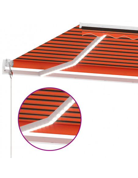 Tenda Automatica Sensore Vento e LED 400x350 cm Arancio Marrone