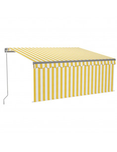 Tenda da Sole Retrattile Parasole LED 3,5x2,5m Gialla e Bianca 2