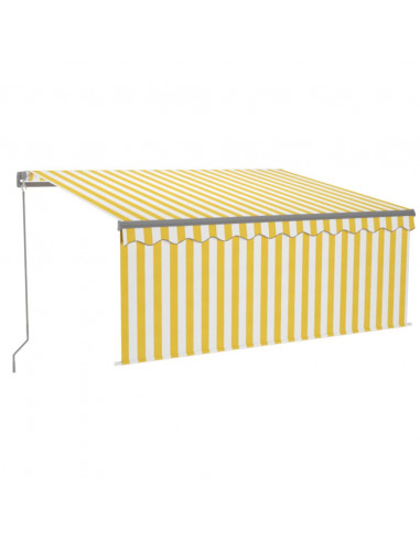 Tenda da Sole Retrattile Parasole LED 3,5x2,5m Gialla e Bianca