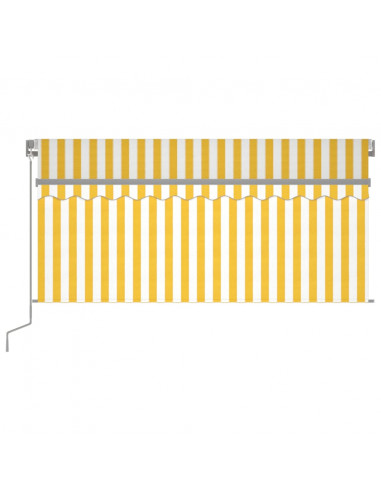 Tenda da Sole Retrattile Parasole LED 3,5x2,5m Gialla e Bianca