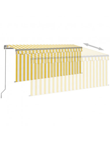 Tenda da Sole Retrattile Parasole LED 3,5x2,5m Gialla e Bianca