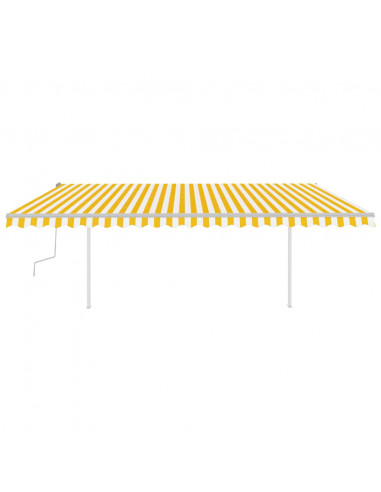 Tenda da Sole Retrattile Manuale con LED 5x3,5 m Gialla Bianca