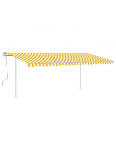 Tenda da Sole Retrattile Manuale con LED 5x3,5 m Gialla Bianca