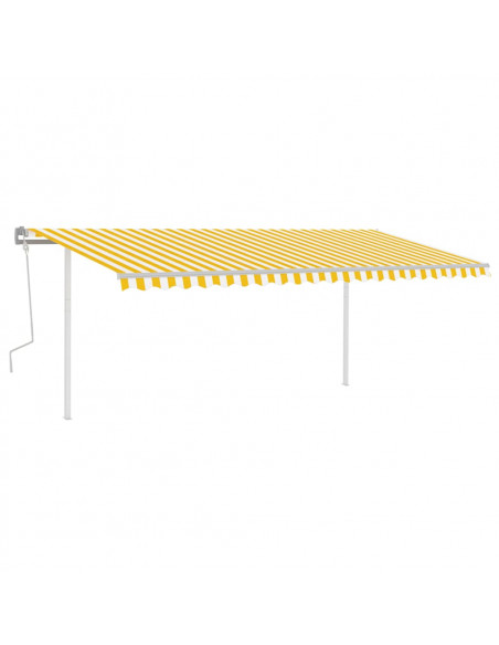 Tenda da Sole Retrattile Manuale con LED 5x3,5 m Gialla Bianca