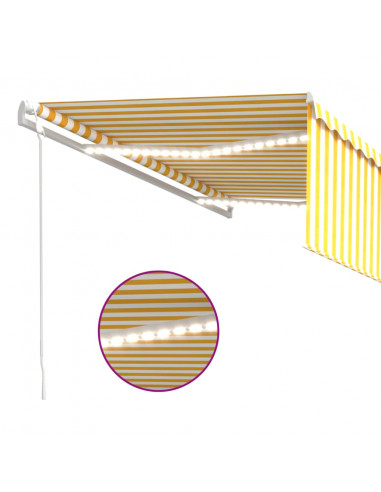 Tenda Automatica con Sensore Vento LED 4x3 m Gialla/Bianca