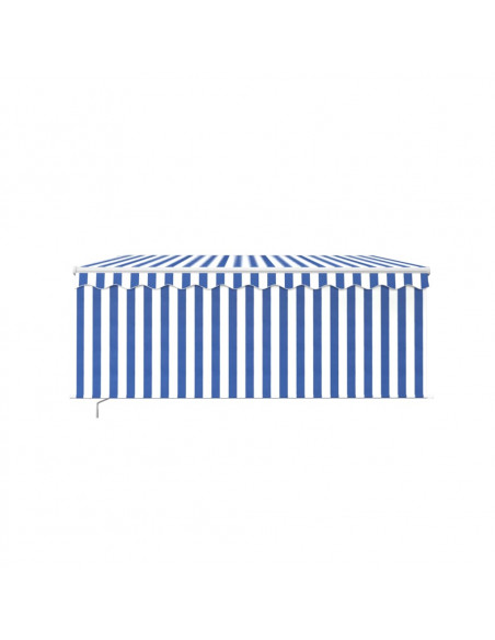 Tenda Sole Retrattile Manuale con Parasole 3x2,5m Blu e Bianco