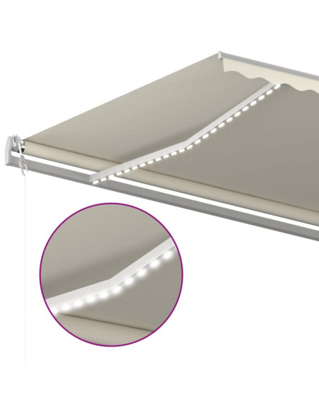 Tenda Automatica con Sensore Vento e LED 600x300 cm Crema