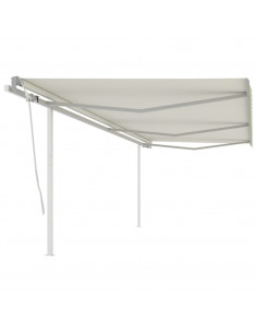 Tenda da Sole Retrattile Manuale con Pali 6x3m Crema 2
