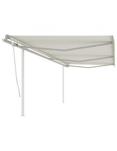 Tenda da Sole Retrattile Manuale con Pali 6x3m Crema