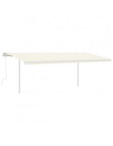 Tenda da Sole Retrattile Manuale con Pali 6x3m Crema