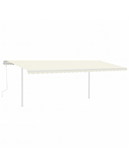 Tenda da Sole Retrattile Manuale con Pali 6x3m Crema