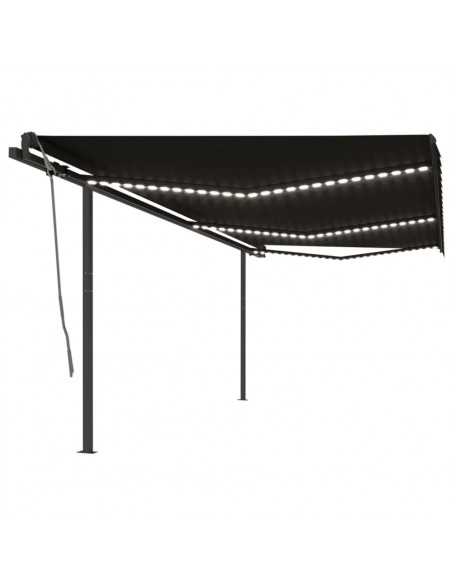 Tenda da Sole Retrattile Manuale con LED 6x3 m Antracite