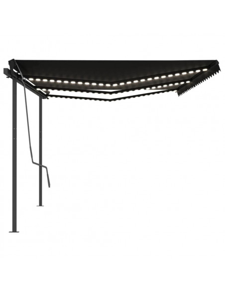 Tenda da Sole Retrattile Manuale con LED 6x3 m Antracite