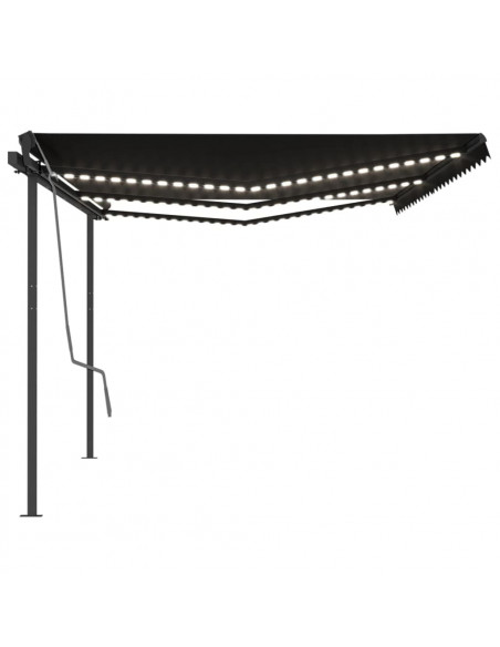 Tenda da Sole Retrattile Manuale con LED 6x3,5 m Antracite