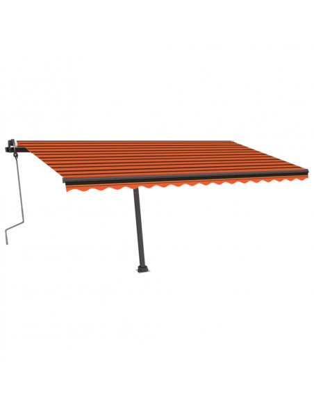 Tenda da Sole Manuale con LED 400x350 cm Arancione e Marrone