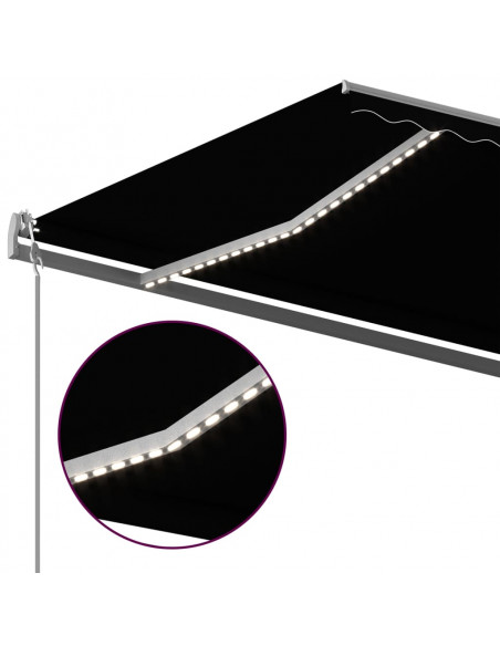 Tenda da Sole Retrattile Manuale con LED 600x350 cm Antracite