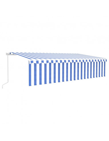 Tenda Sole Retrattile Manuale con Parasole 4x3m Blu e Bianc6