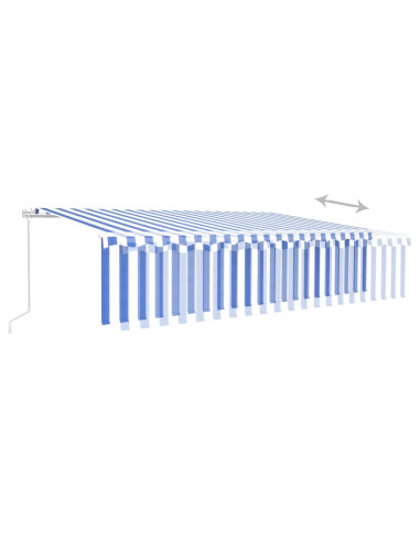 Tenda Sole Retrattile Manuale con Parasole 4x3m Blu e Bianc6
