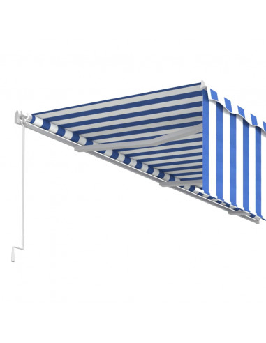 Tenda Sole Retrattile Manuale con Parasole 4x3m Blu e Bianc6