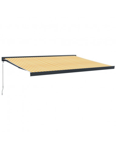 Tenda Sole Retrattile Gialla e Bianca 4x3 m Tessuto e Alluminio