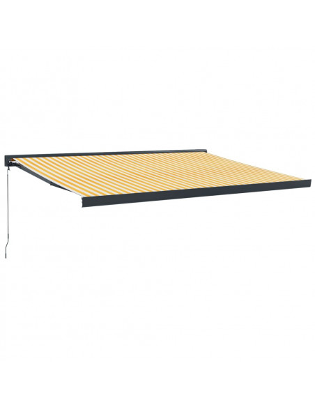 Tenda Sole Retrattile Gialla e Bianca 4x3 m Tessuto e Alluminio