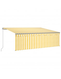 Tenda Sole Retrattile Manuale Parasole e LED 4x3m Gialla Bianca 2