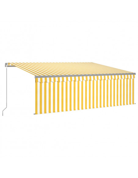 Tenda Sole Retrattile Manuale Parasole e LED 4x3m Gialla Bianca