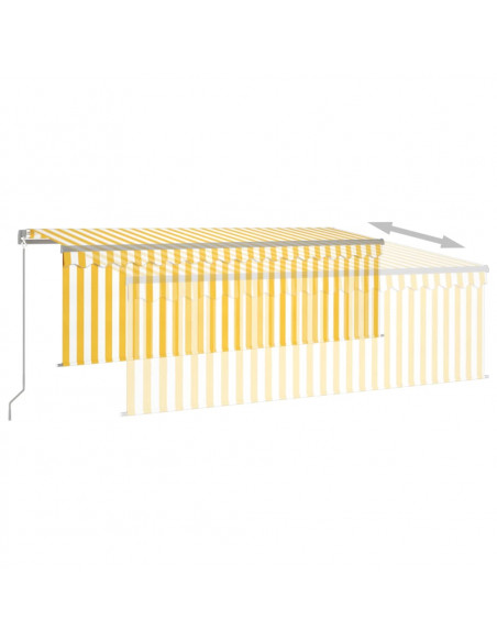 Tenda Sole Retrattile Manuale Parasole e LED 4x3m Gialla Bianca