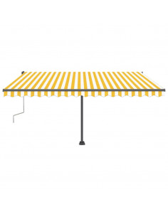 Tenda Retrattile Manuale con Palo 400x300 cm Giallo/Bianco 2