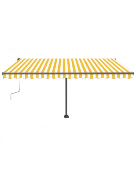 Tenda Retrattile Manuale con Palo 400x300 cm Giallo/Bianco