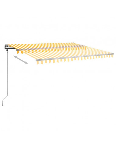 Tenda Retrattile Manuale con Palo 400x300 cm Giallo/Bianco