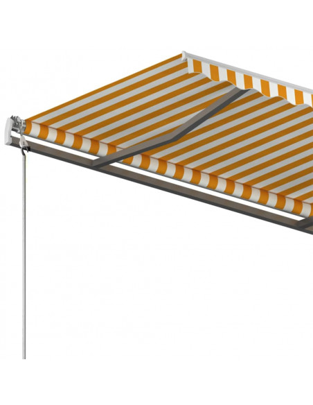 Tenda Retrattile Manuale con Palo 400x300 cm Giallo/Bianco