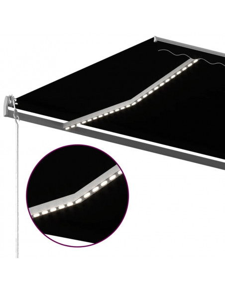 Tenda da Sole Retrattile Manuale con LED 500x300 cm Antracite