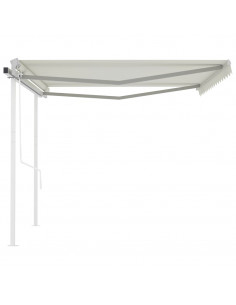 Tenda da Sole Retrattile Automatica con Pali 4x3 m Crema 2