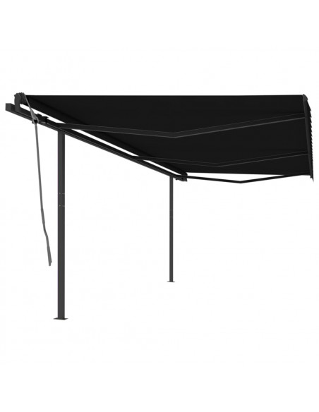 Tenda da Sole Retrattile Manuale con Pali 6x3 m Antracite